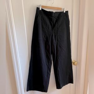 NWT black high waisted wide legged pants. Cotton w small % spandex
